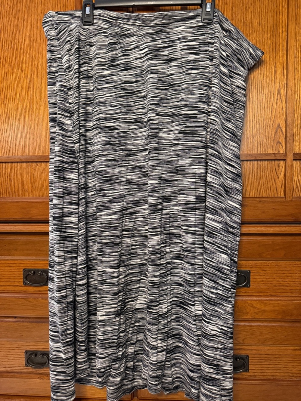 Roz & Ali Space-Dye Stripe Maxi Skirt Office Casual Flowy Stretch Everyday Basic
